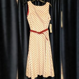White & Red Polka Dot Dress Sz 12 NWT
